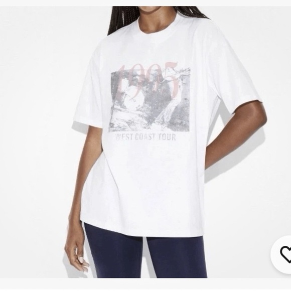 Wild Fable Oversized White Graphic 1995 West Coast Tour Concert Tee Size S NWT - Picture 1 of 5